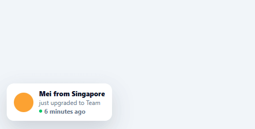 Screenshot of the Social Proof Popup snippet rendered live