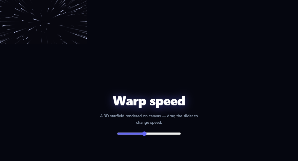 Screenshot of the Starfield snippet rendered live
