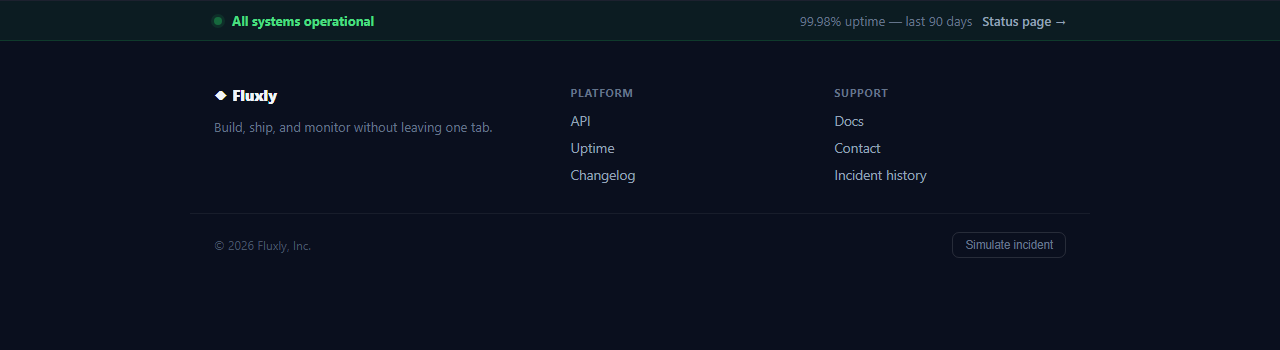 Screenshot of the Status Bar Footer snippet rendered live