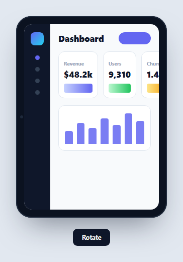 Screenshot of the Tablet Mockup snippet rendered live