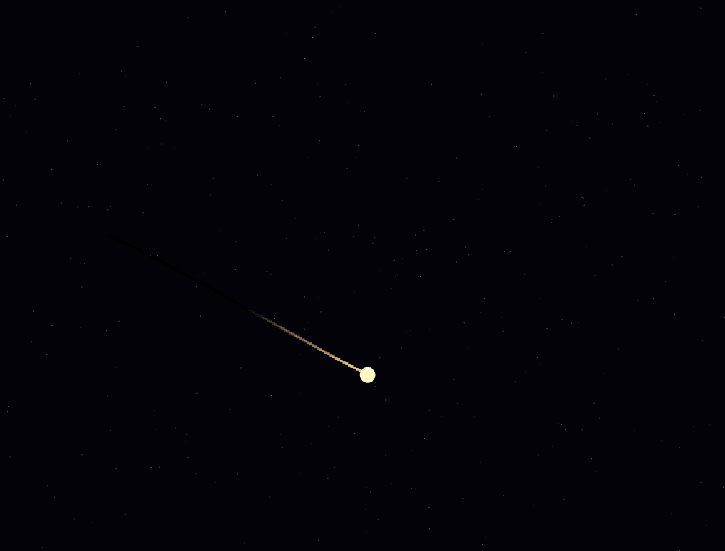 Screenshot of the Three.js Comet Trail snippet rendered live