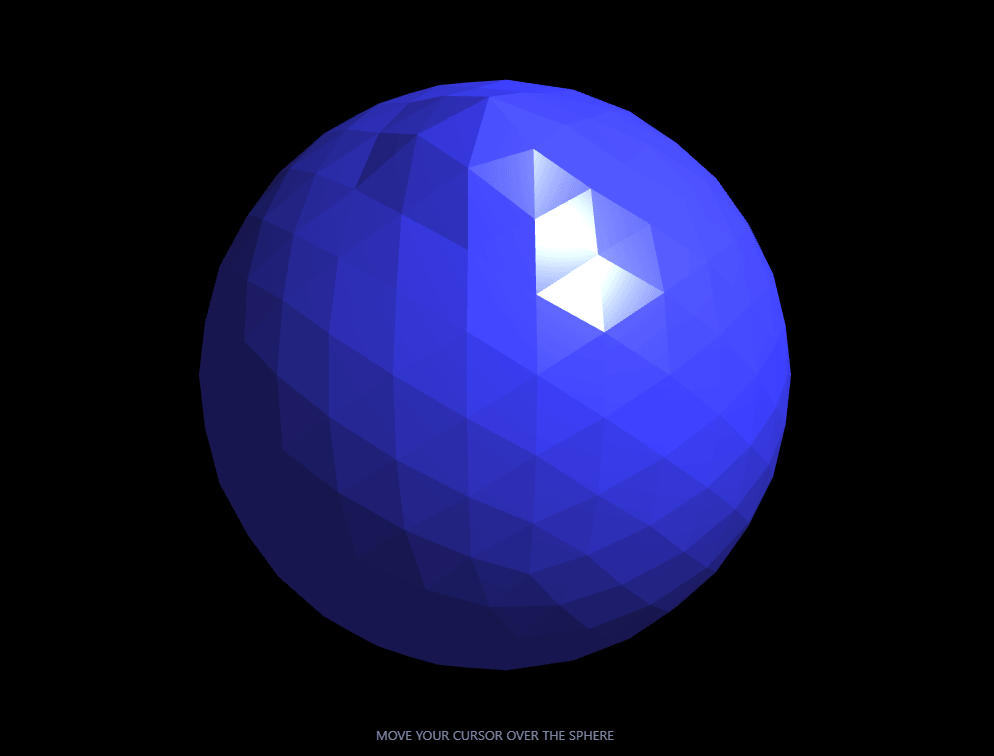 Screenshot of the Three.js Interactive Mesh Distortion snippet rendered live