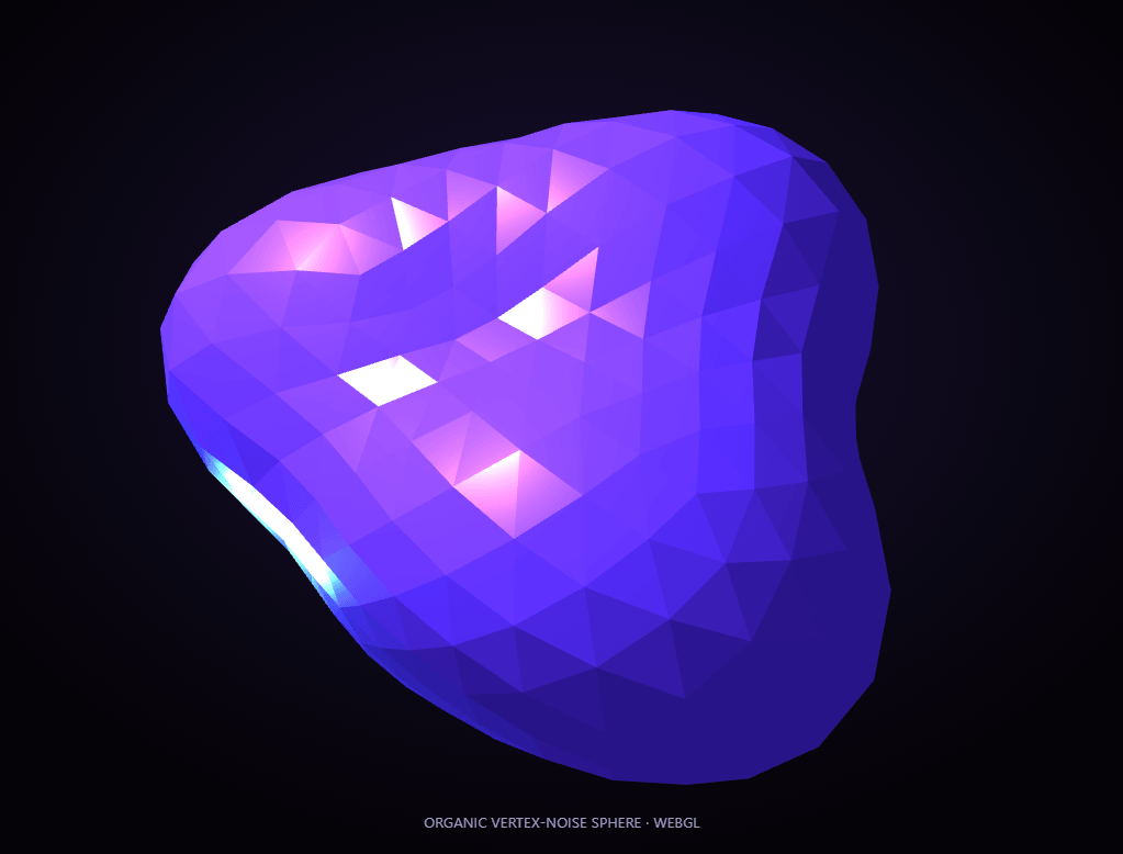 Screenshot of the Three.js Morphing Blob snippet rendered live