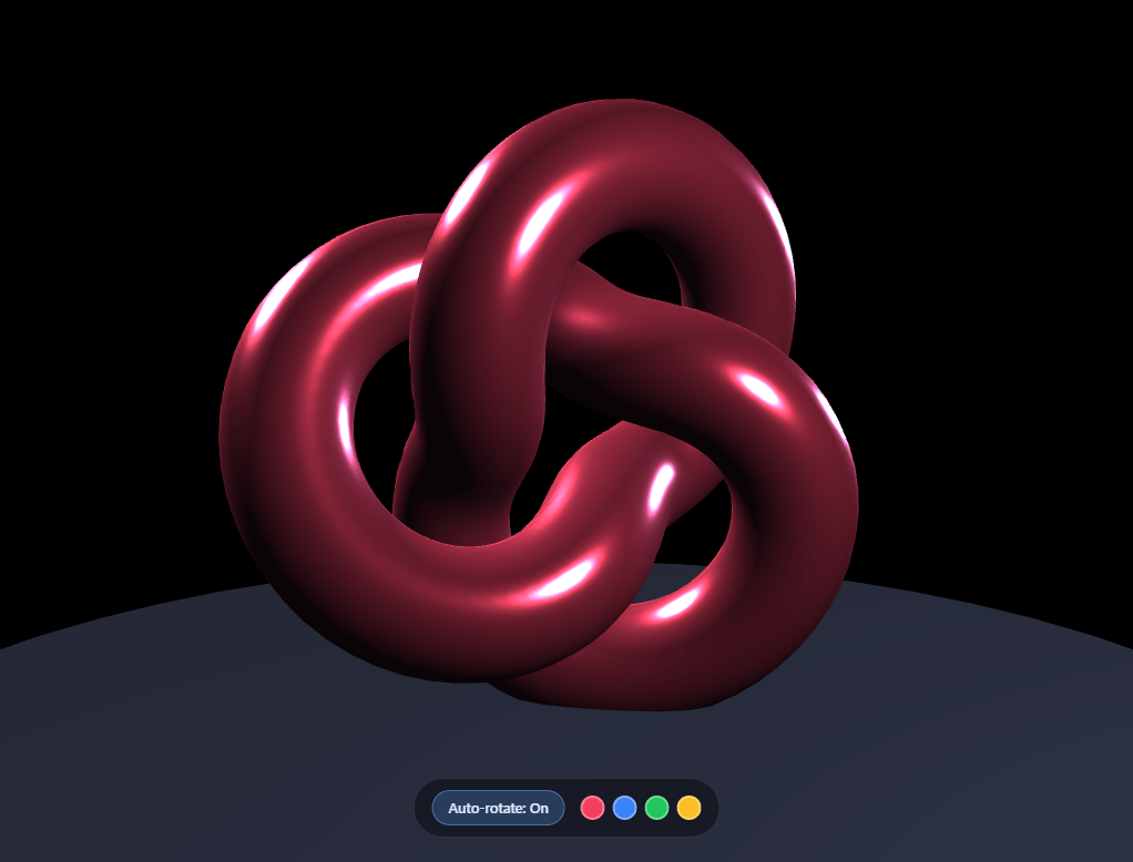 Screenshot of the Three.js Product Viewer snippet rendered live