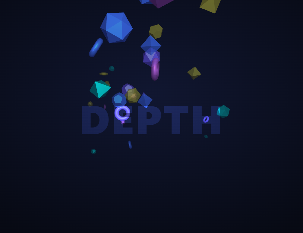 Screenshot of the Three.js Scroll Depth Parallax snippet rendered live