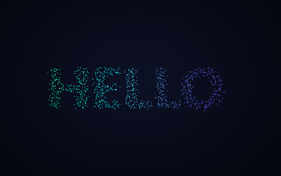 Screenshot of the Three.js Scroll Text Particles snippet rendered live