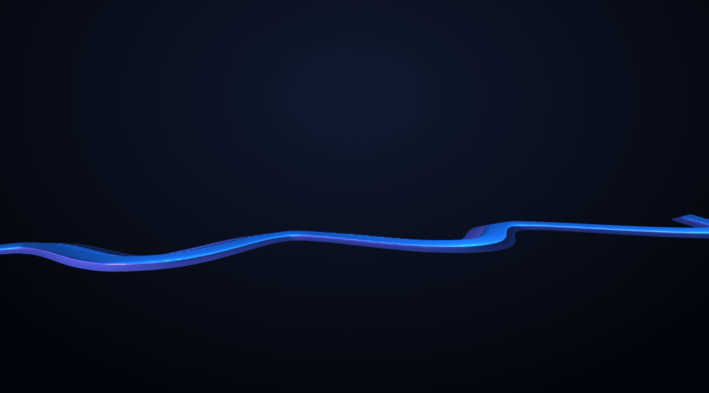 Screenshot of the Three.js Wave Ribbon snippet rendered live