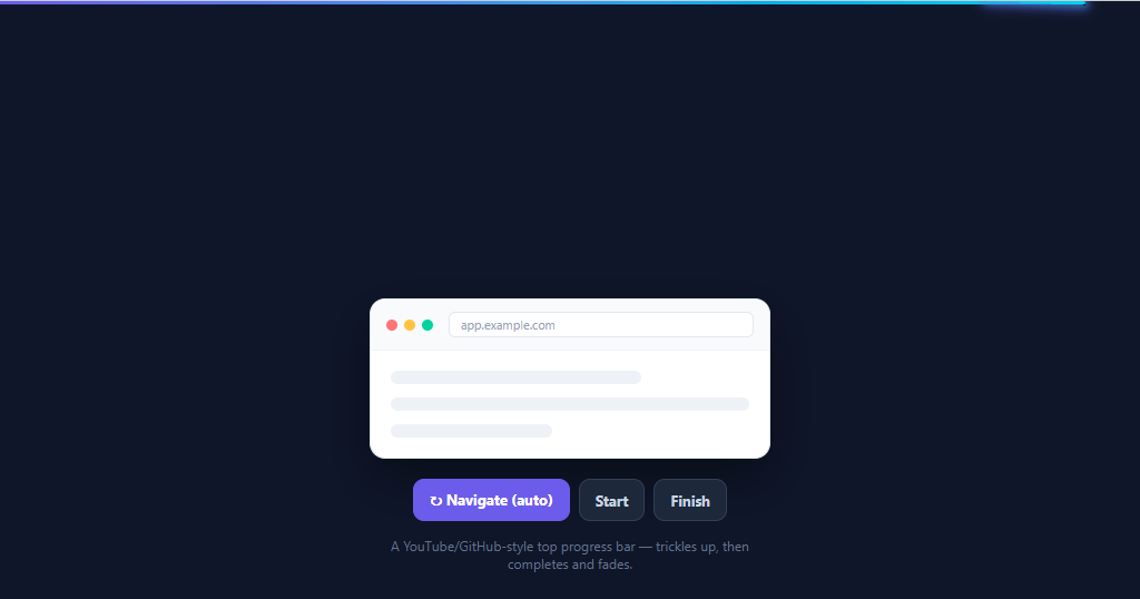Screenshot of the Top Loading Bar snippet rendered live