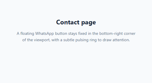 Screenshot of the WhatsApp Floating Button snippet rendered live